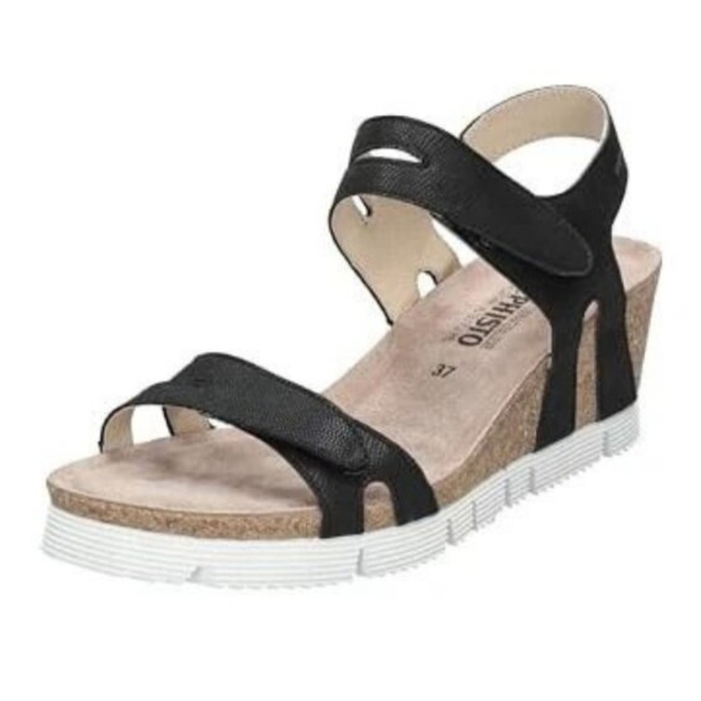 Mephisto Emelia Air-Relax Black Nubuck Leather Slingback Wedge Sandals 42 NWT